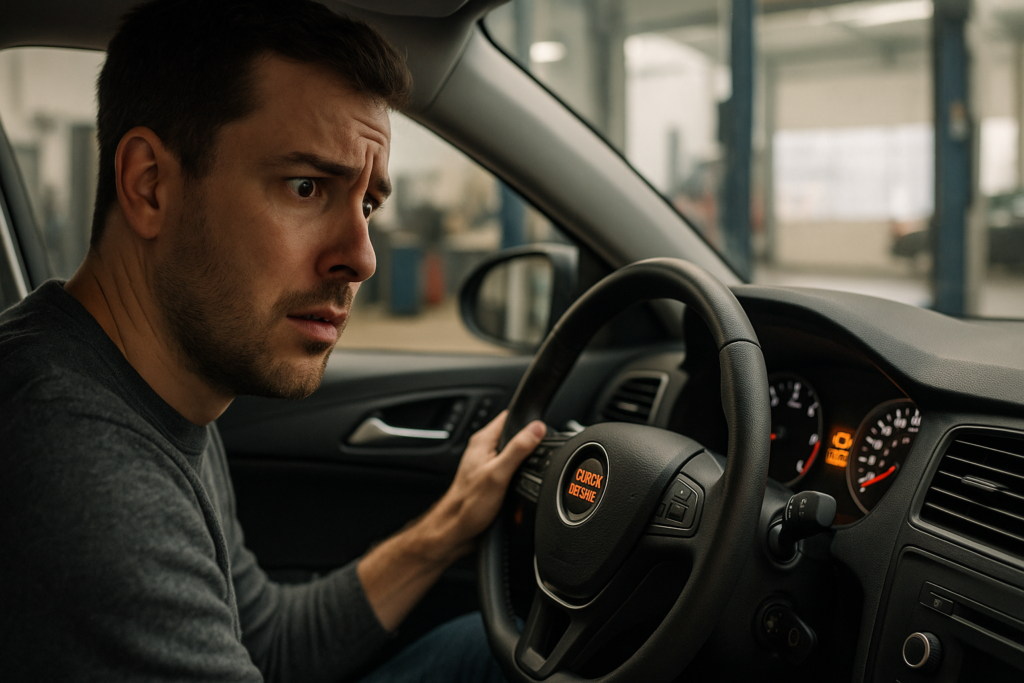 Zapalone światło check engine na desce rozdzielczej samochodu